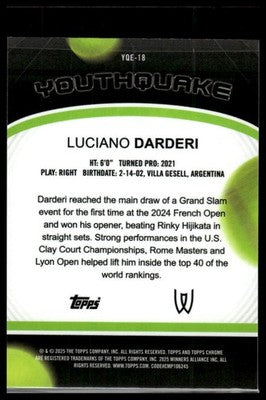 2025 Topps Chrome #YQE-18 Luciano Darderi Youthquake