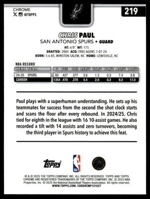 2025-26 Topps Chrome #219 Chris Paul RayWave Refractors