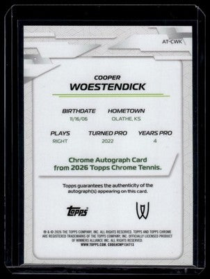 2026 Topps Chrome #AT-CWK Cooper Woestendick Base Autographs II