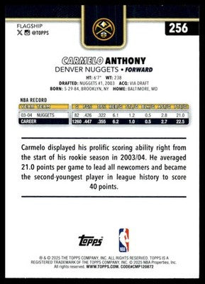 2025-26 Topps #256 Carmelo Anthony