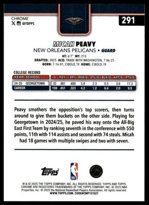 2025-26 Topps Chrome #291 Micah Peavy