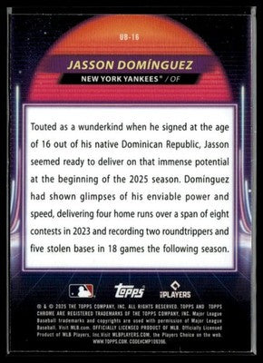 2025 Topps Chrome Cosmic #UB-16 Jasson Domínguez Ultraviolet Beam