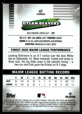 2026 Finest #85 Dylan Beavers