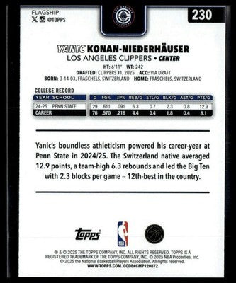 2025-26 Topps #230 Yanic Konan-Niederhäuser