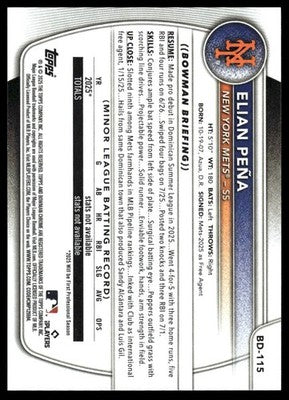2025 Bowman Draft #BD-115 Elian Peña
