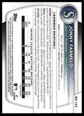 2025 Bowman Draft #BD-163 Jonny Farmelo