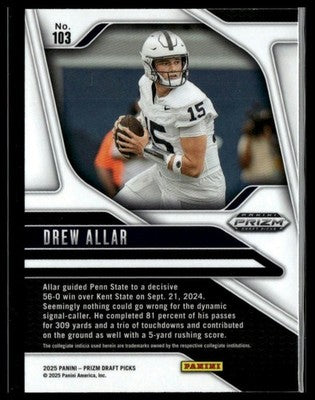 2025 Panini Prizm Draft Picks #103 Drew Allar