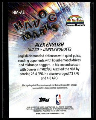 2025-26 Topps #HM-AE Alex English Havoc Marks