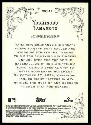 2025 Topps Allen & Ginter #WC-11 Yoshinobu Yamamoto Wicked Curves