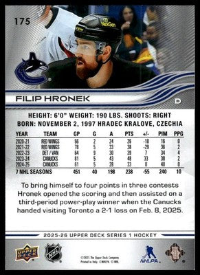 2025-26 Upper Deck #175 Filip Hronek