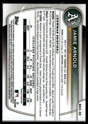 2025 Bowman Draft #BD-30 Jamie Arnold
