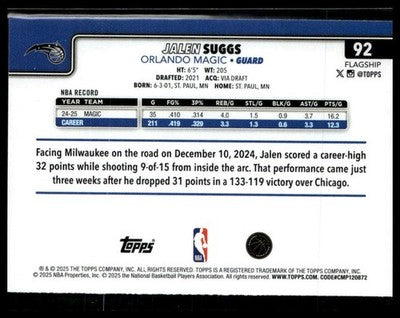 2025-26 Topps #92 Jalen Suggs Foil