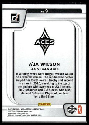 2026 Donruss WNBA #9 A'ja Wilson Franchise Features Press Proof Gold #/10