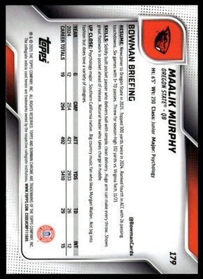 2025 Bowman University Chrome #179 Maalik Murphy