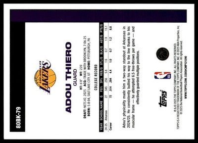 2025-26 Topps #80BK-79 Adou Thiero 1980-81 Topps Basketball