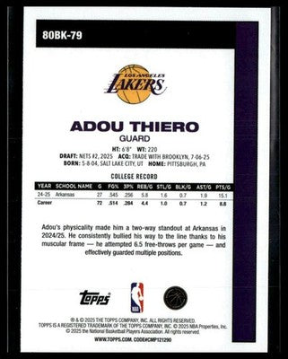 2025-26 Topps #80BK-79 Adou Thiero 1980-81 Topps Basketball