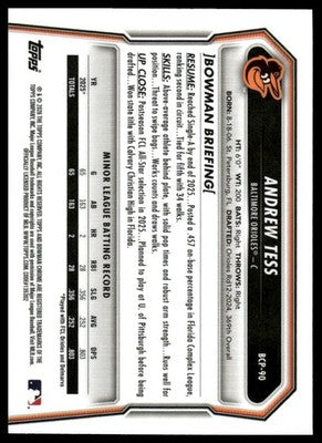 2026 Bowman #BCP-90 Andrew Tess Chrome Prospects