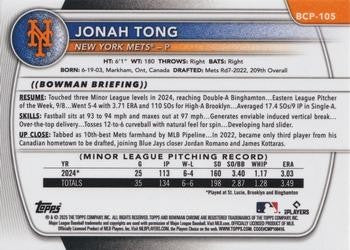 2025 Bowman #BCP-105 Jonah Tong Chrome Prospects