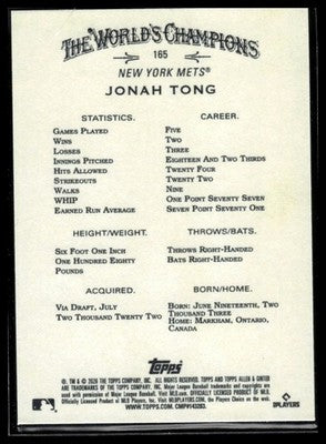 2026 Topps Allen & Ginter #165 Jonah Tong