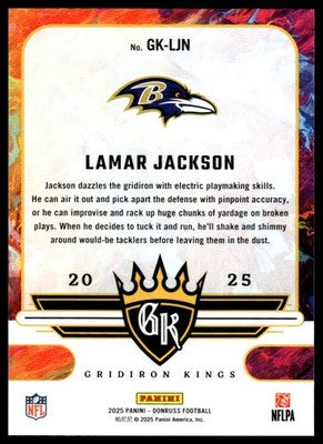 2025 Donruss #GK-LJN Lamar Jackson Gridiron Kings