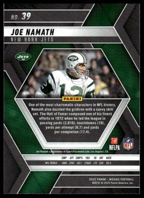 2025 Panini Mosaic #39 Joe Namath Mosaic Green