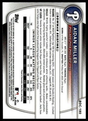 2025 Bowman Draft #BDC-180 Aidan Miller Chrome