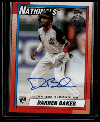 2025 Topps Update #90B2-DBA Darren Baker 1990 Topps Baseball 35th Auto