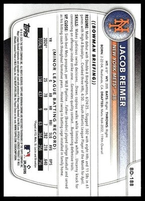 2025 Bowman Draft #BD-188 Jacob Reimer