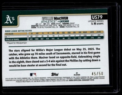 2025 Topps Update #US79 Willie MacIver Gold Holo Foil #/50