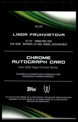 2025 Topps Chrome #CA-LFA Linda Fruhvirtova Chrome Autographs Geoetric Refractor
