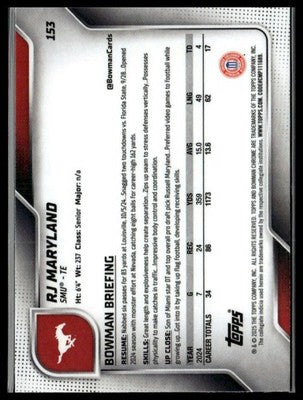 2025 Bowman University Chrome #153 RJ Maryland