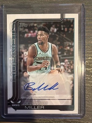 2025 Topps Basketball Brandon Miller Card Auto  Charlotte Hornets TFRA-BM