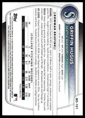 2025 Bowman Draft #BD-101 Griffin Hugus
