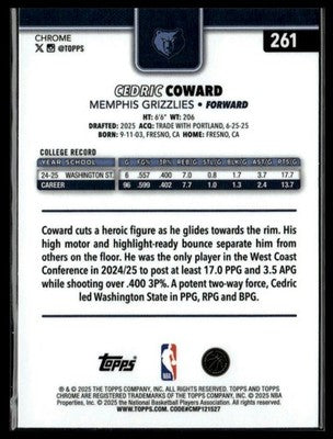 2025-26 Topps Chrome #261 Cedric Coward