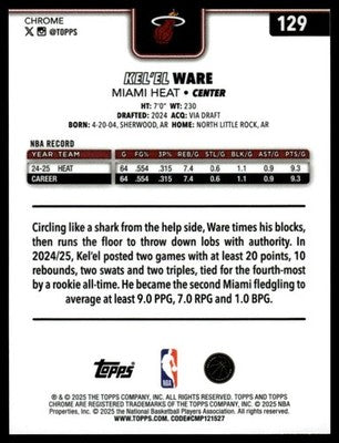 2025-26 Topps Chrome #129 Kel'el Ware