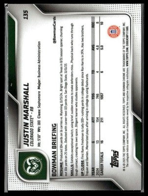 2025 Bowman University Chrome #135 Justin Marshall