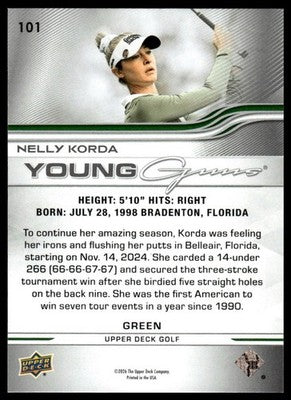 2026 Upper Deck #101 Nelly Korda Green