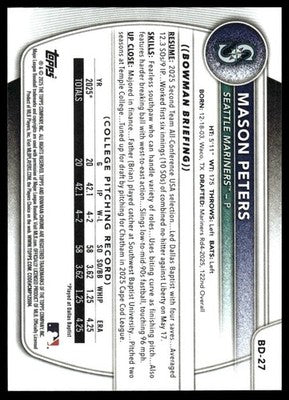 2025 Bowman Draft #BD-27 Mason Peters