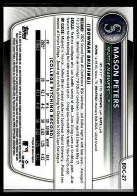 2025 Bowman Draft #BDC-27 Mason Peters Chrome