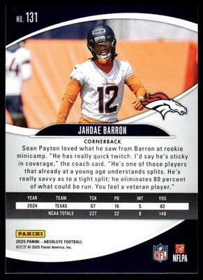 2025 Panini Absolute #131 Jahdae Barron Blue