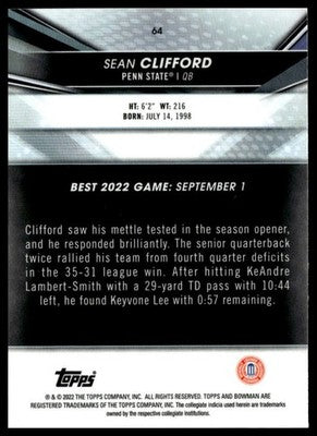 2022-23 Bowman's Best University #64 Sean Clifford