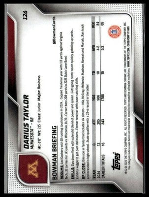 2025 Bowman University Chrome #126 Darius Taylor