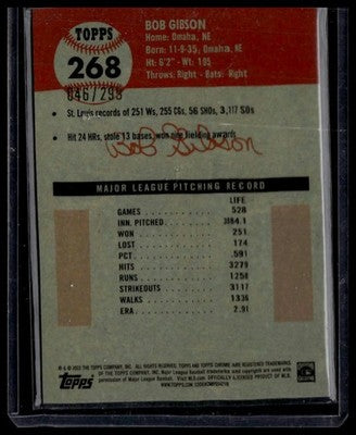 2022 Topps Chrome Platinum Anniversary #268 Bob Gibson Aqua Lava Refractor #/299