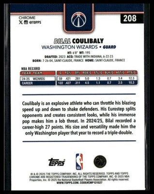 2025-26 Topps Chrome #208 Bilal Coulibaly