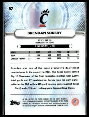 2025 Bowman University Best #52 Brendan Sorsby