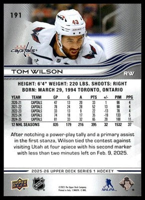 2025-26 Upper Deck #191 Tom Wilson