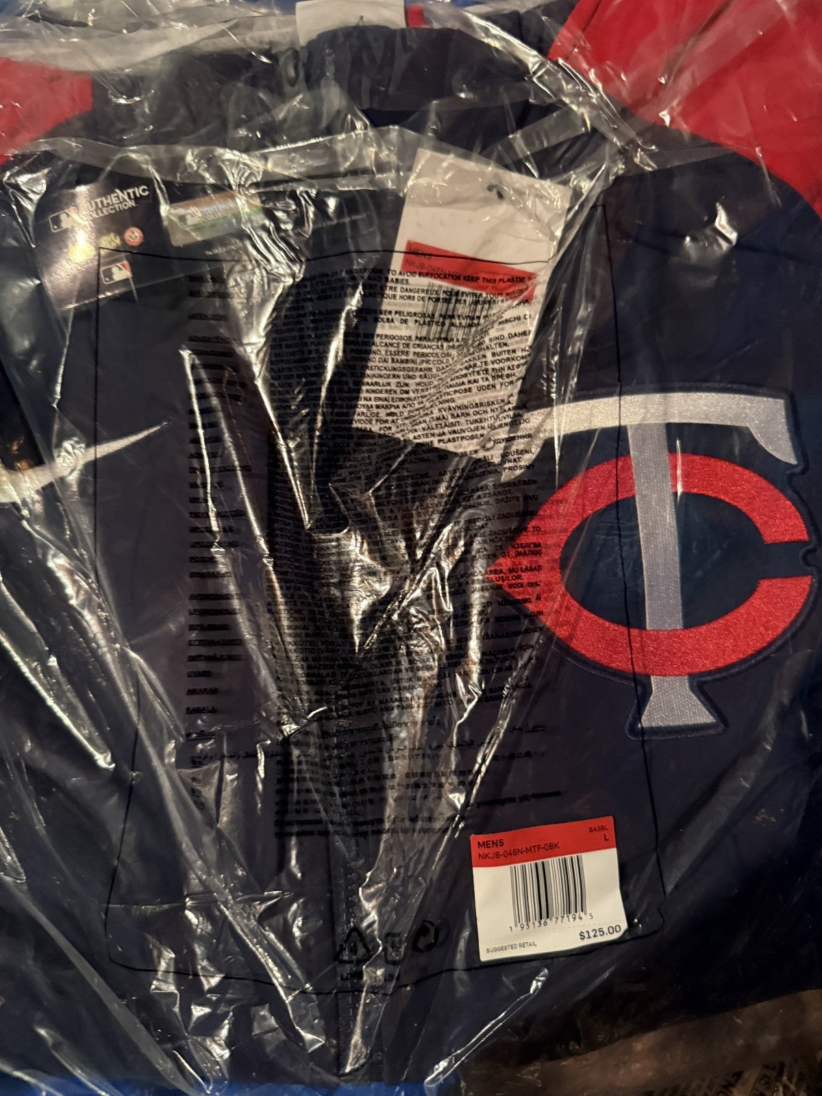 Nike Authentic Collection Jacket Raglan Full-Zip Hoodie Minnesota Twins L