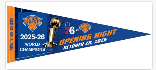 2026 New York Knicks Banner Night Premium Pennant Philadelphia 76ers 10/20/26