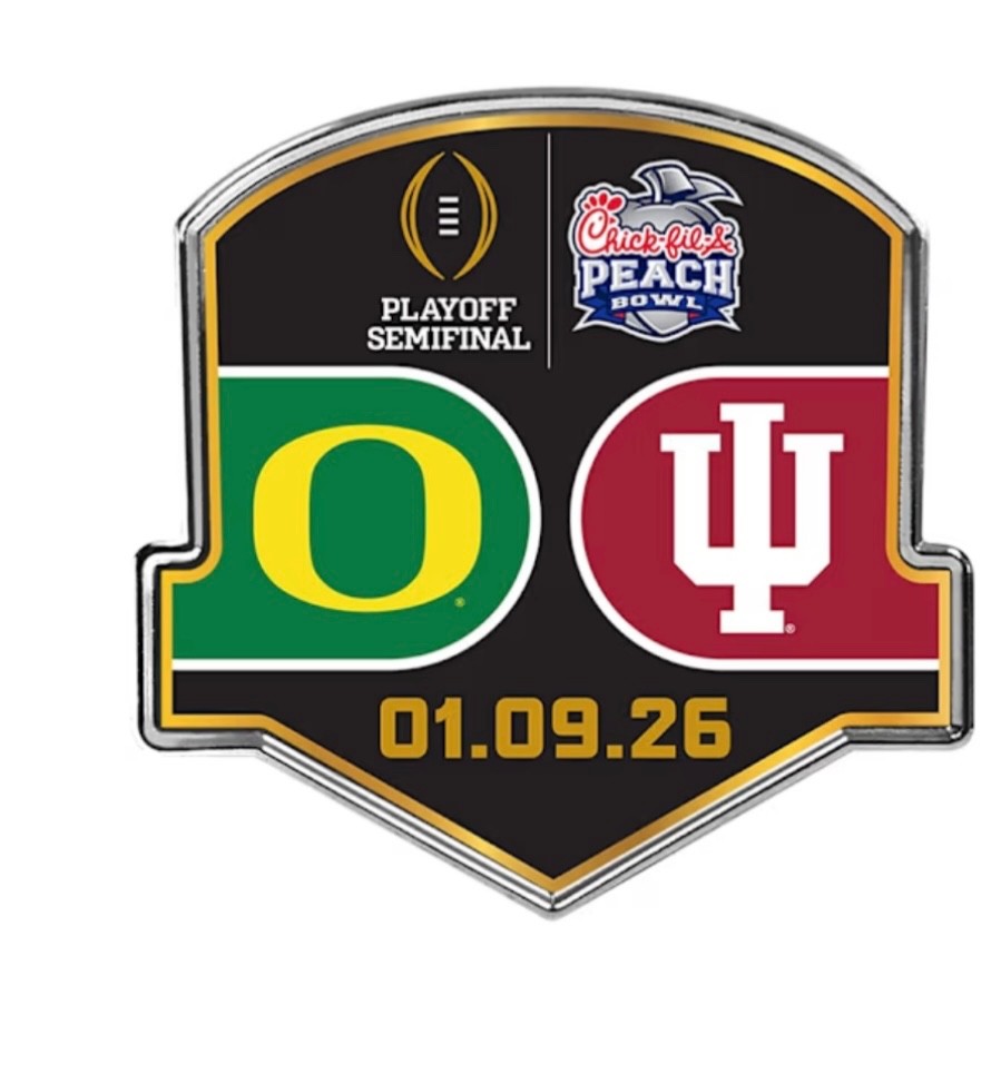 2026 CFP Peach Bowl Dueling Collector Pin Indiana Hoosiers Oregon Ducks 1/9/26