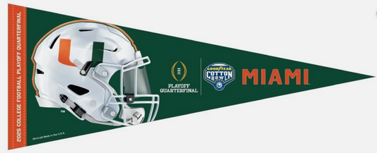 2025 2026 CFP Playoff Miami Hurricanes Cotton Bowl Pennant Quarterfinals